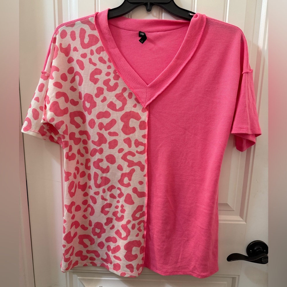 Heimish USA Microknit Waffle Exposed Seam Leopard Shirt